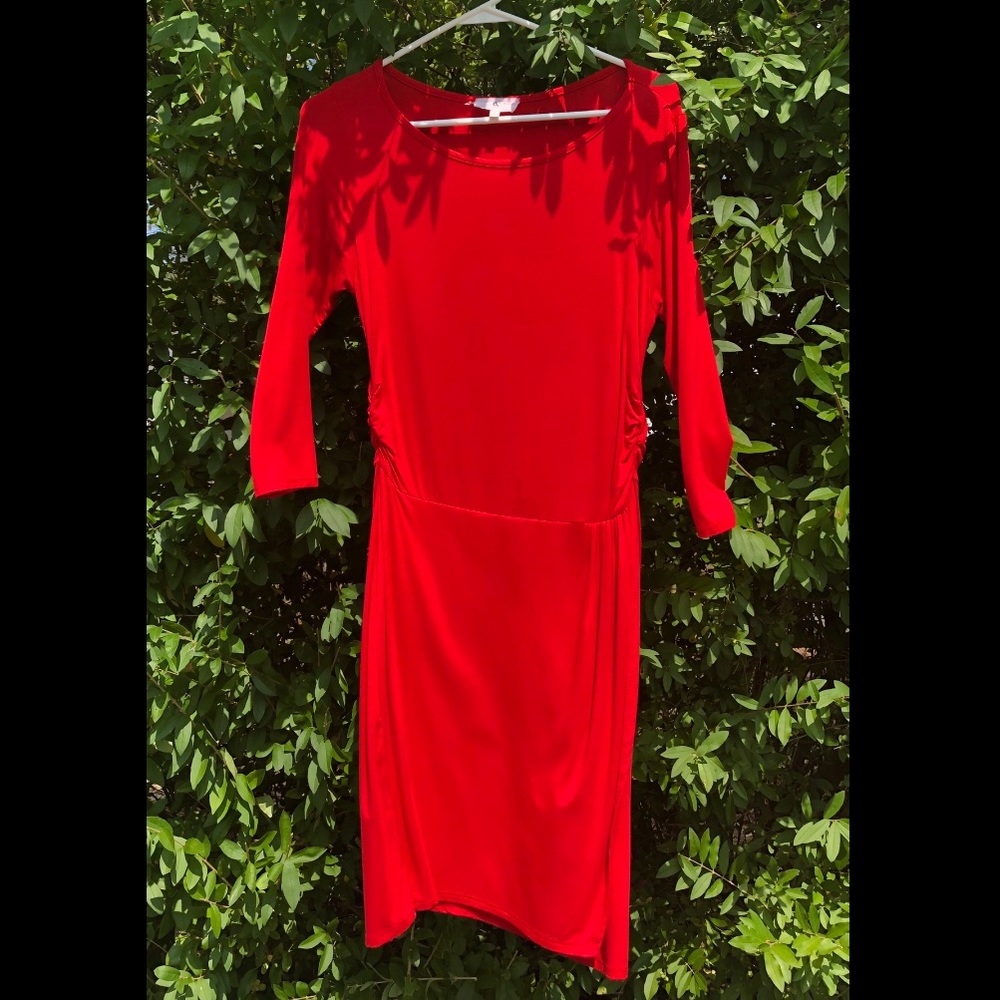 Thyme & Honey Red Faux Wrap Dress